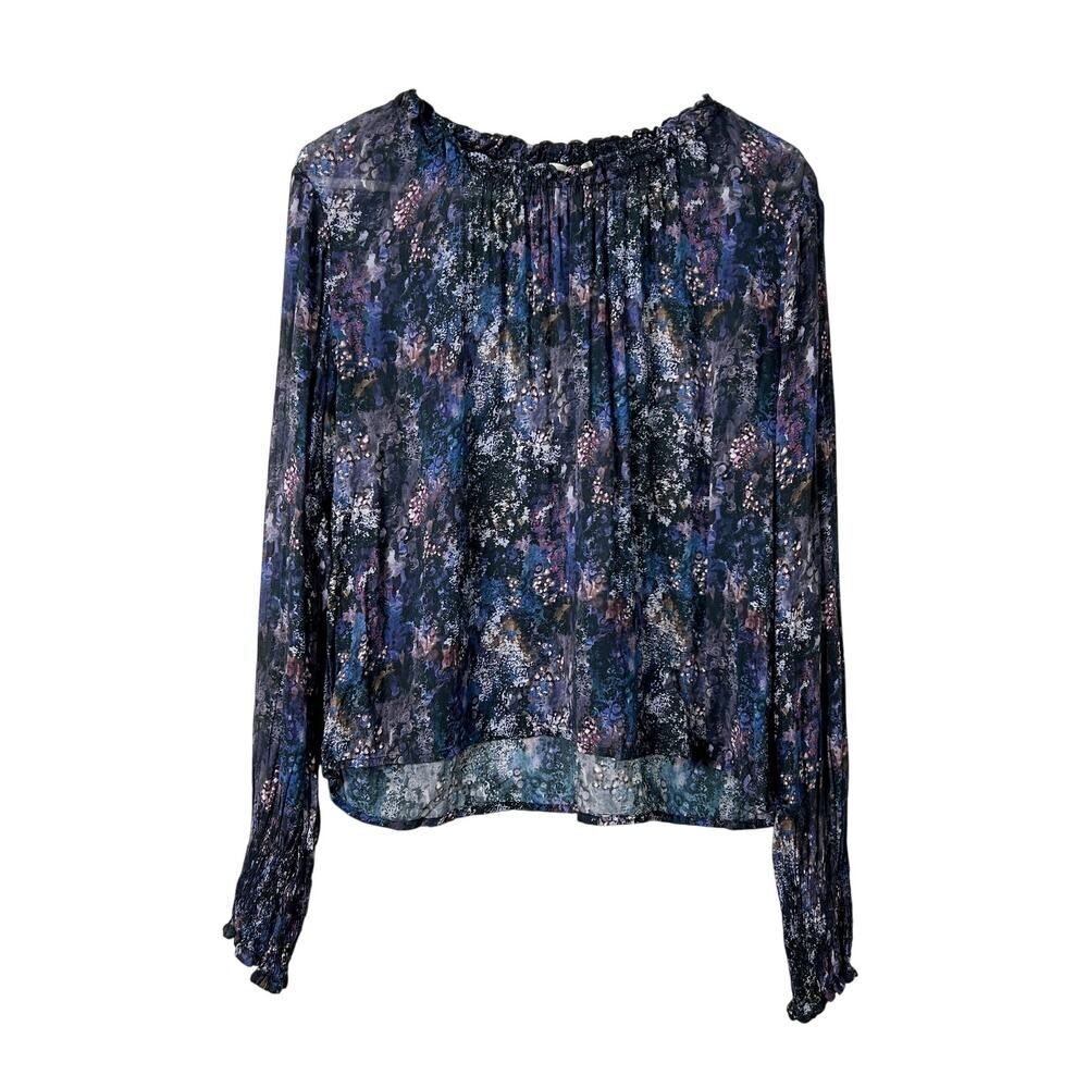 Cloth & Stone Blouse Size Medium Multicolor Midnight Seascape Rayon Long Sleeve